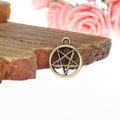 Vintage Pentagram Circle Charm Metal Jewelry Component, 6 Finish Options view 3