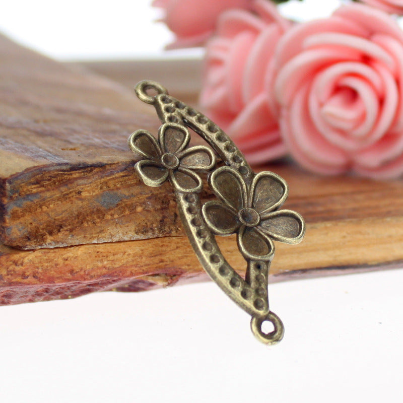 37×18mm Curved Flower Bracelet Connector Charm