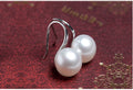 Gold and Silver White Pearl Look Ball Long Hook Earrings view 6