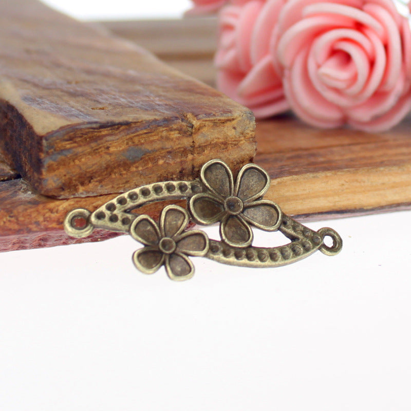 37×18mm Curved Flower Bracelet Connector Charm