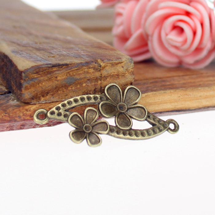 37×18mm Curved Flower Bracelet Connector Charm