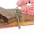 Vintage Crown Fleur Key Charm Metal Jewelry Component, 3 Finish Options view 3