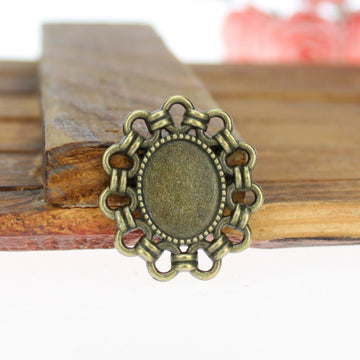 Oval Chain Edge Setting Metal Component in 2 Finishes for Jewelry Making