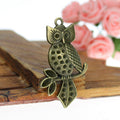 51x31mm Vintage Owl Alloy Charm Pendant
