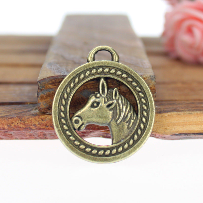 25mm Double-Sided Horse Head Round Charm Pendant
