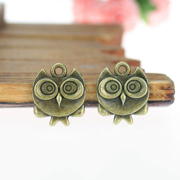 Joined Twin Owl Metal Charm with Three Finish Options