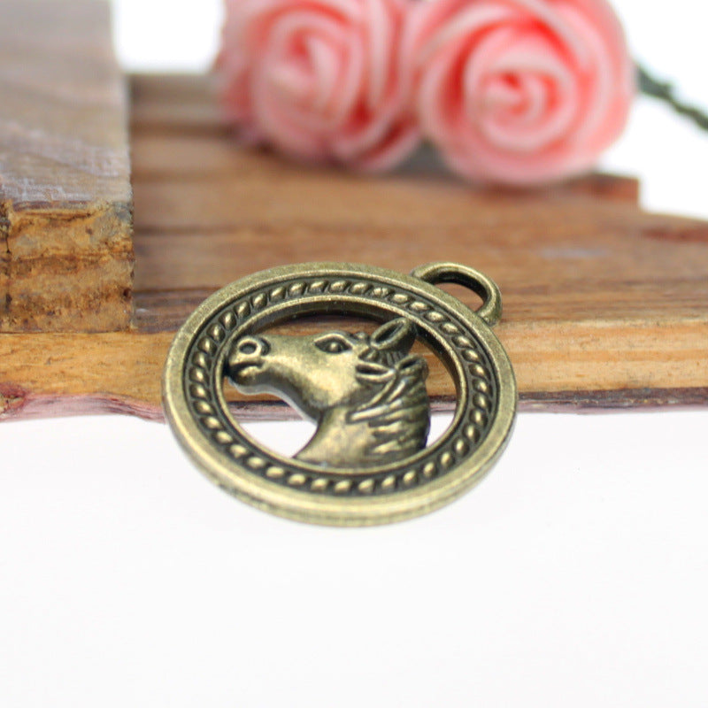 25mm Double-Sided Horse Head Round Charm Pendant