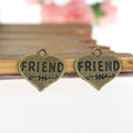 Double-Sided Heart Alloy Charm Pendant with Friend Lettering