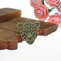 Openwork Leopard Head Metal Charm Pendant in 3 Finishes for Jewelry Making view 2