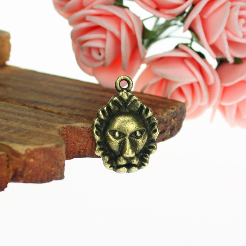 Lion Head Alloy Charm Pendant 24x17mm