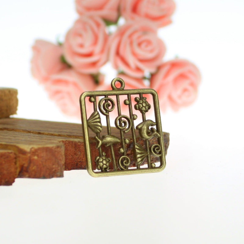 24mm Ocean World Square Alloy Charm Pendant
