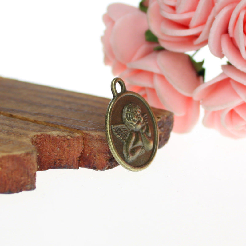 19mm Round Angel Alloy Charm Pendant