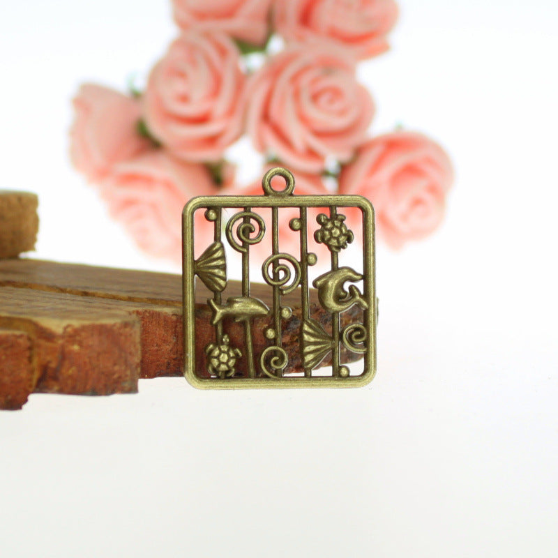 24mm Ocean World Square Alloy Charm Pendant