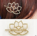 Gold Tone Lotus Flower Clear Look Finished Decorative Hair Clip view 1