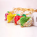 Rhinestone Apple Metal Keychain With Split Ring And Lobster Clasp view 10