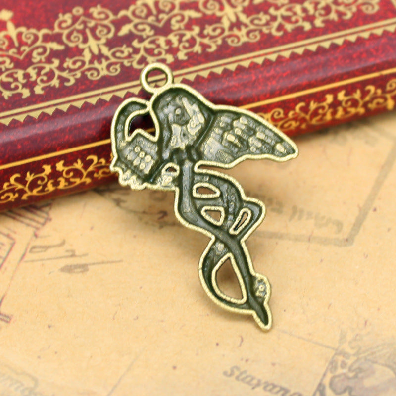 Vintage Snake Woman Alloy Charm Pendant 40x25mm