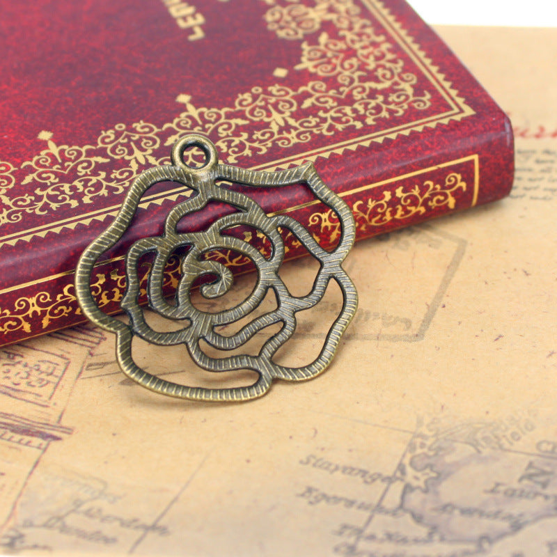 Hollow Rose Alloy Charm Pendant 39x37mm