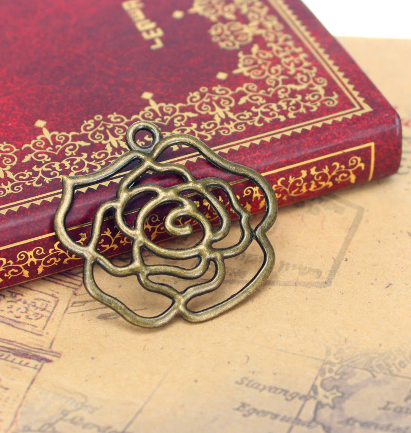 Hollow Rose Alloy Charm Pendant 39x37mm