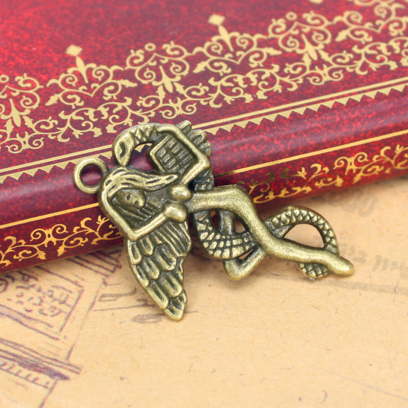 Vintage Snake Woman Alloy Charm Pendant 40x25mm
