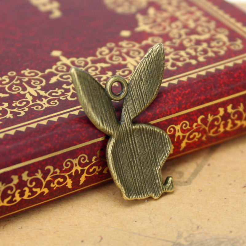 28x19mm Long-Eared Rabbit Alloy Charm Pendant