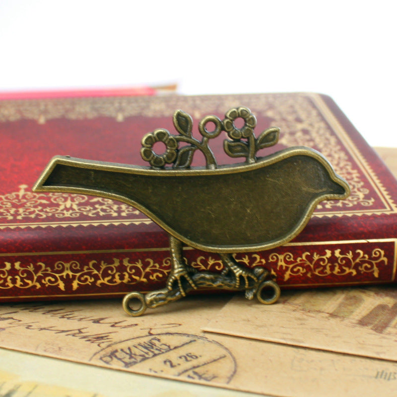 63x42mm Alloy Bird and Flower Branch Charm Pendant
