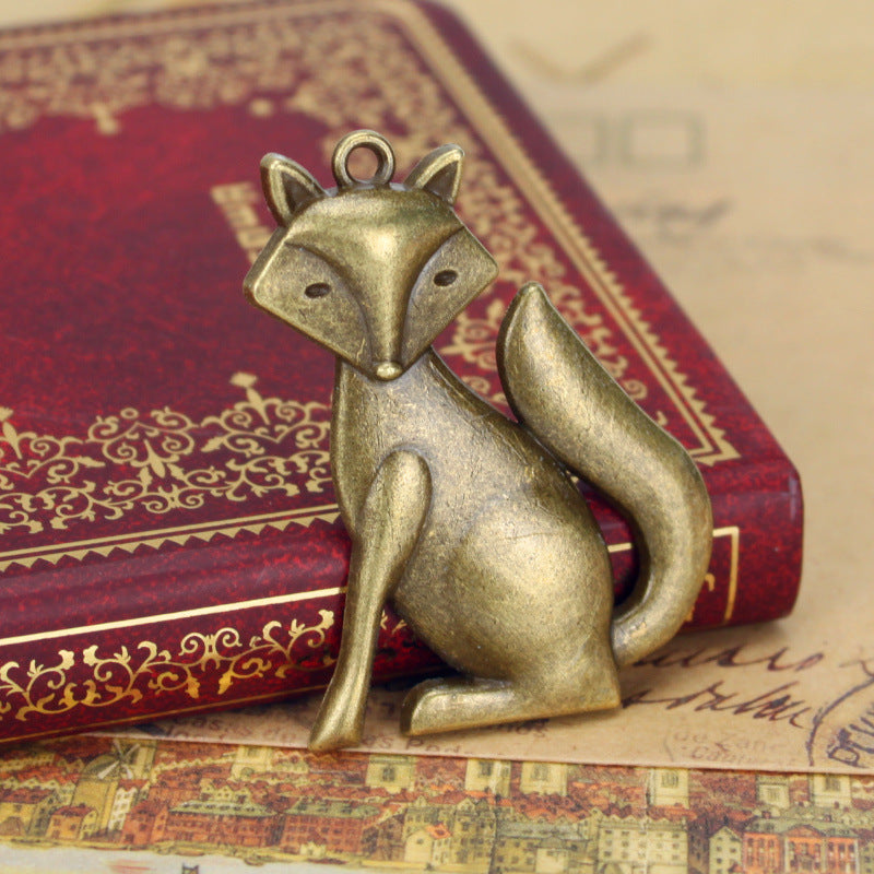 Large Alloy Fox Charm Pendant 50x37mm