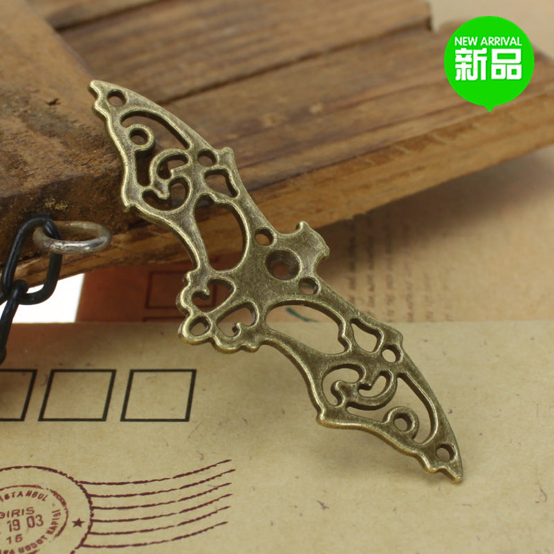 Vintage Hollow Bat Alloy Charm Pendant 63x22mm