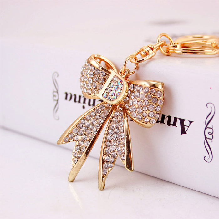 Rhinestone Bow Car Keychain Cute Purse Bag Charm in Zinc Alloy