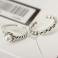 Silver Braided Pearl Look Adjustable Open Ring Two Piece Set view 2
