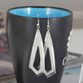 Open Kite Shape Glitter Look Long Hook Earrings in Three Rims view 4