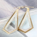 Open Kite Shape Glitter Look Long Hook Earrings in Three Rims view 1