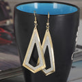 Open Kite Shape Glitter Look Long Hook Earrings in Three Rims view 3