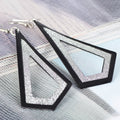 Open Kite Shape Glitter Look Long Hook Earrings in Three Rims view 2
