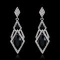 Silver Tone Geometric Crystal Drop Crystal Two Designs Metal Dangle Earrings view 2