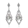 Silver Tone Geometric Crystal Drop Crystal Two Designs Metal Dangle Earrings view 1