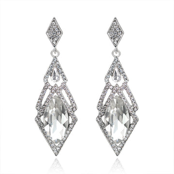 Silver Tone Geometric Crystal Drop Crystal Two Designs Metal Dangle Earrings