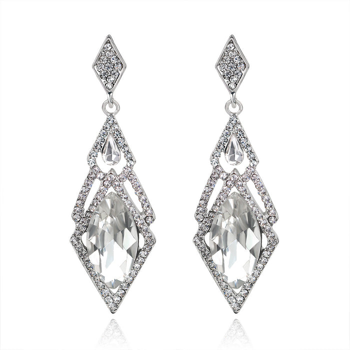 Silver Tone Geometric Crystal Drop Crystal Two Designs Metal Dangle Earrings