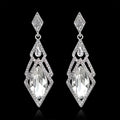 Silver Tone Geometric Crystal Drop Crystal Two Designs Metal Dangle Earrings view 3