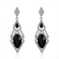 Silver Tone Geometric Crystal Drop Crystal Two Designs Metal Dangle Earrings view 5