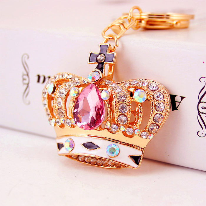 Rhinestone Crown Keychain Zinc Alloy Car Key Ring Metal Bag Charm