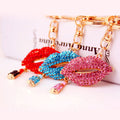 Rhinestone Lips Keychain With Lipstick Charm, 11 Color Options view 4