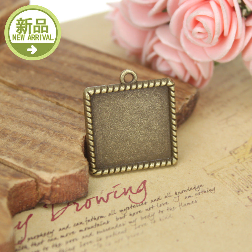 20mm Twisted Edge Square Pendant Tray Bezel Setting
