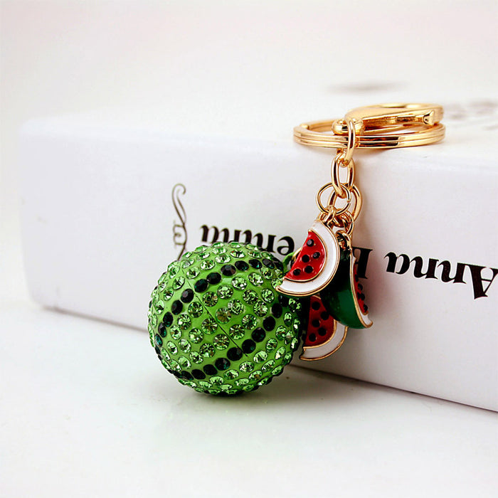 Rhinestone Watermelon Keychain Fruit Bag Charm Gift for Women