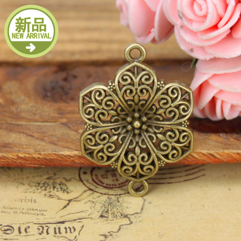 40x28mm Ethnic Style Alloy Double Flower Pendant