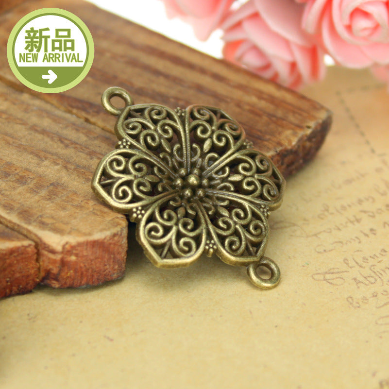 40x28mm Ethnic Style Alloy Double Flower Pendant
