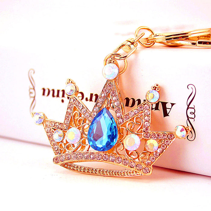 Rhinestone Crown Zinc Alloy Car Keychain and Purse Bag Charm