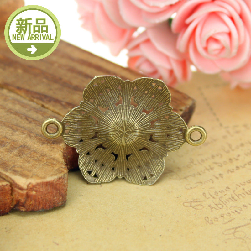 40x28mm Ethnic Style Alloy Double Flower Pendant