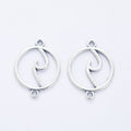 Round Ocean Wave Charm and Connector in 4 Pictured Finishes view 8