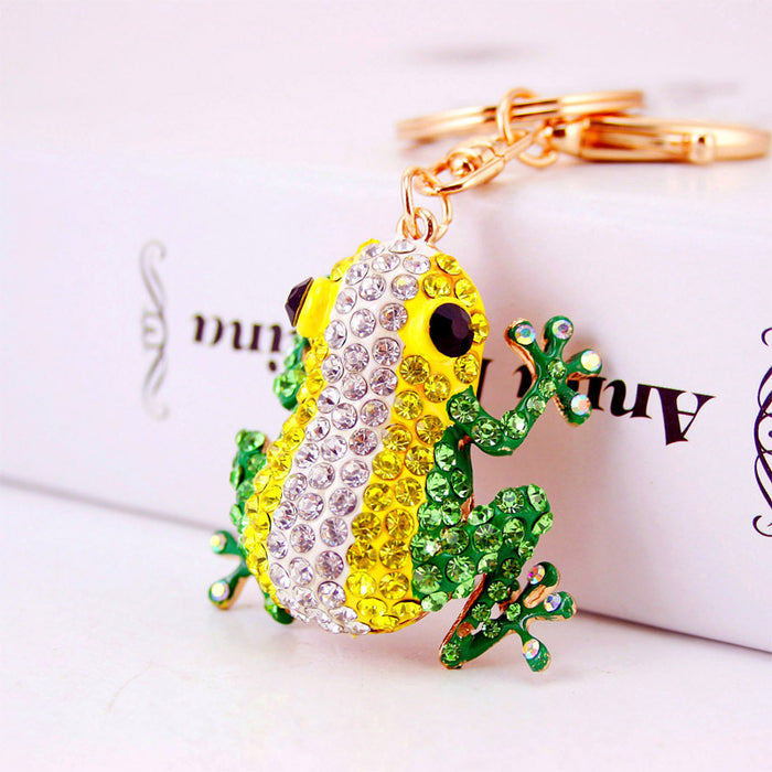 Cute Big Eye Frog Rhinestone Keychain, Colorful Bag Charm for Car Keys