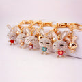 Gold Tone Double Rabbit Rhinestone Keychain, 6 Color Options view 4